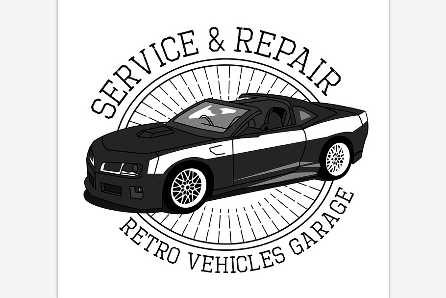Retro car service sign