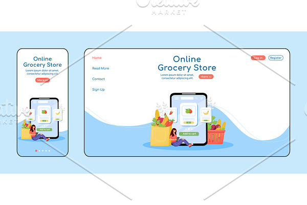 Online grocery store landing page