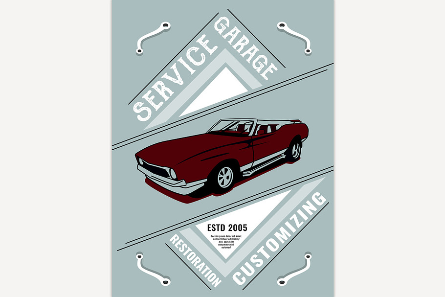 Retro Auto Tyre Poster in Illustrations - product preview 8
