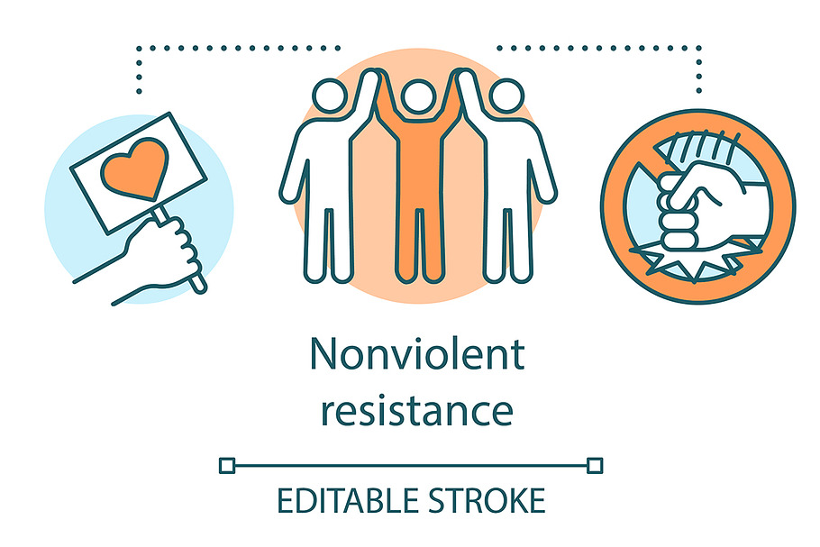 Nonviolent resistance concept icon