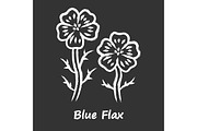 Blue flax plant chalk icon