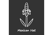 Mexican hat wild flower chalk icon