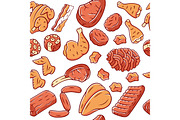 Butchers meat seamless pattern