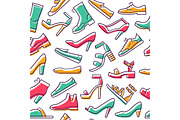 Footwear vector seamless pattern