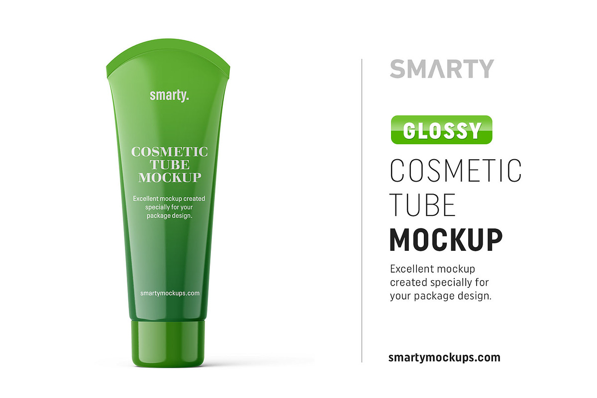 Glossy cosmetic tube mockup in Product Mockups - product preview 8