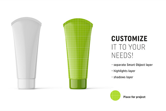 Glossy cosmetic tube mockup in Product Mockups - product preview 1