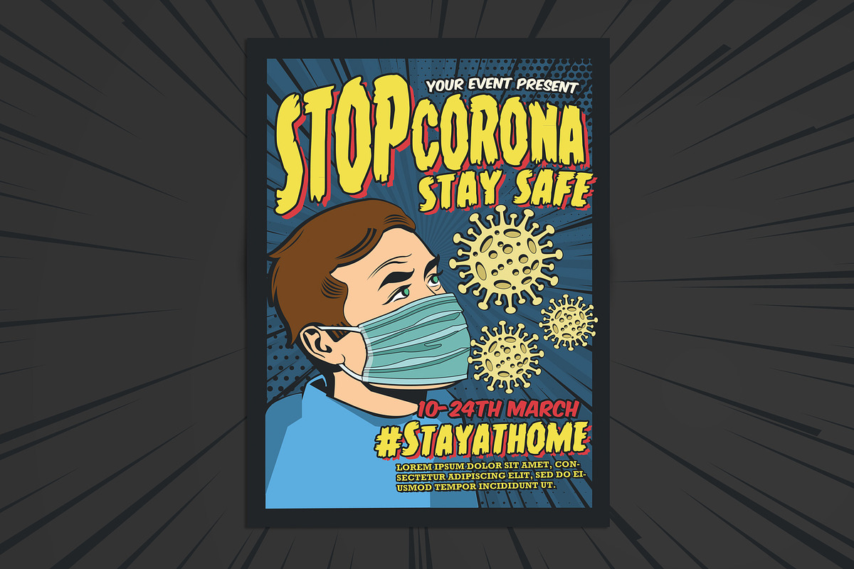 Corona Virus Campaign Comic Flyer in Flyer Templates - product preview 8