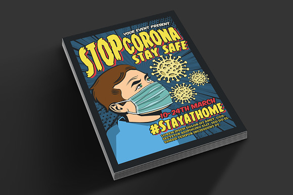 Corona Virus Campaign Comic Flyer in Flyer Templates - product preview 1