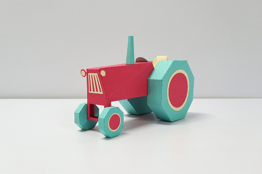 DIY Farm Tractor - 3d papercraft in Templates - product preview 8