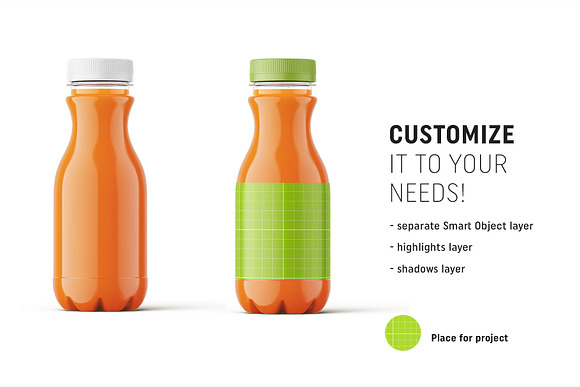 Carrot juice bottle mockup in Product Mockups - product preview 1