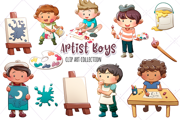 Artist Boys Clip Art Collection