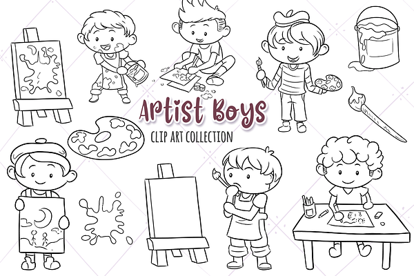 Artist Boys Digital Stamps
