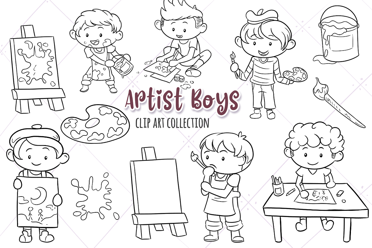 Artist Boys Digital Stamps in Illustrations - product preview 8