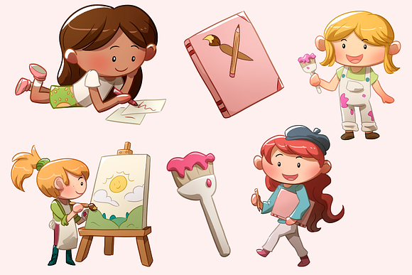 Artist Girls Clip Art Collection in Illustrations - product preview 1