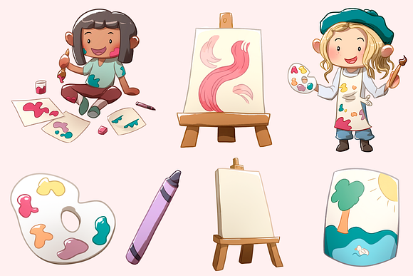 Artist Girls Clip Art Collection in Illustrations - product preview 2