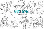 Artist Girls Digital Stamps