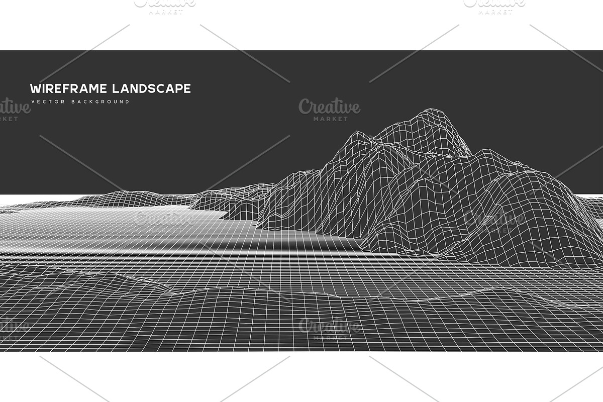 Digital wareframe landscape in Illustrations - product preview 8