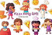 Pizza Party Girls Clip Art Collectio