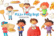 Pizza Party Boys Clip Art Collection