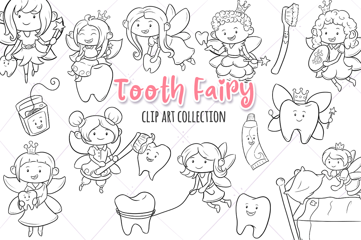 Tooth Fairy Digital Stamps in Illustrations - product preview 8