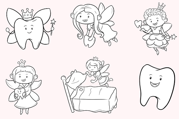 Tooth Fairy Digital Stamps in Illustrations - product preview 2