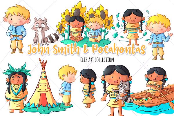 John Smith & Pocahontas Clip Art