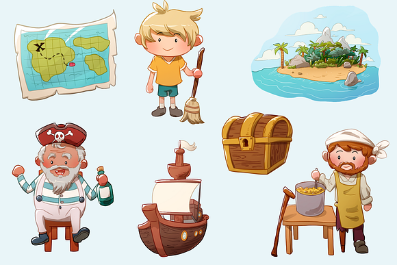 Treasure Island Clip Art Collection in Illustrations - product preview 1