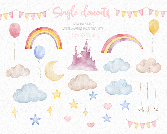 Fairy Unicorns - watercolor set in Illustrations - product preview 6
