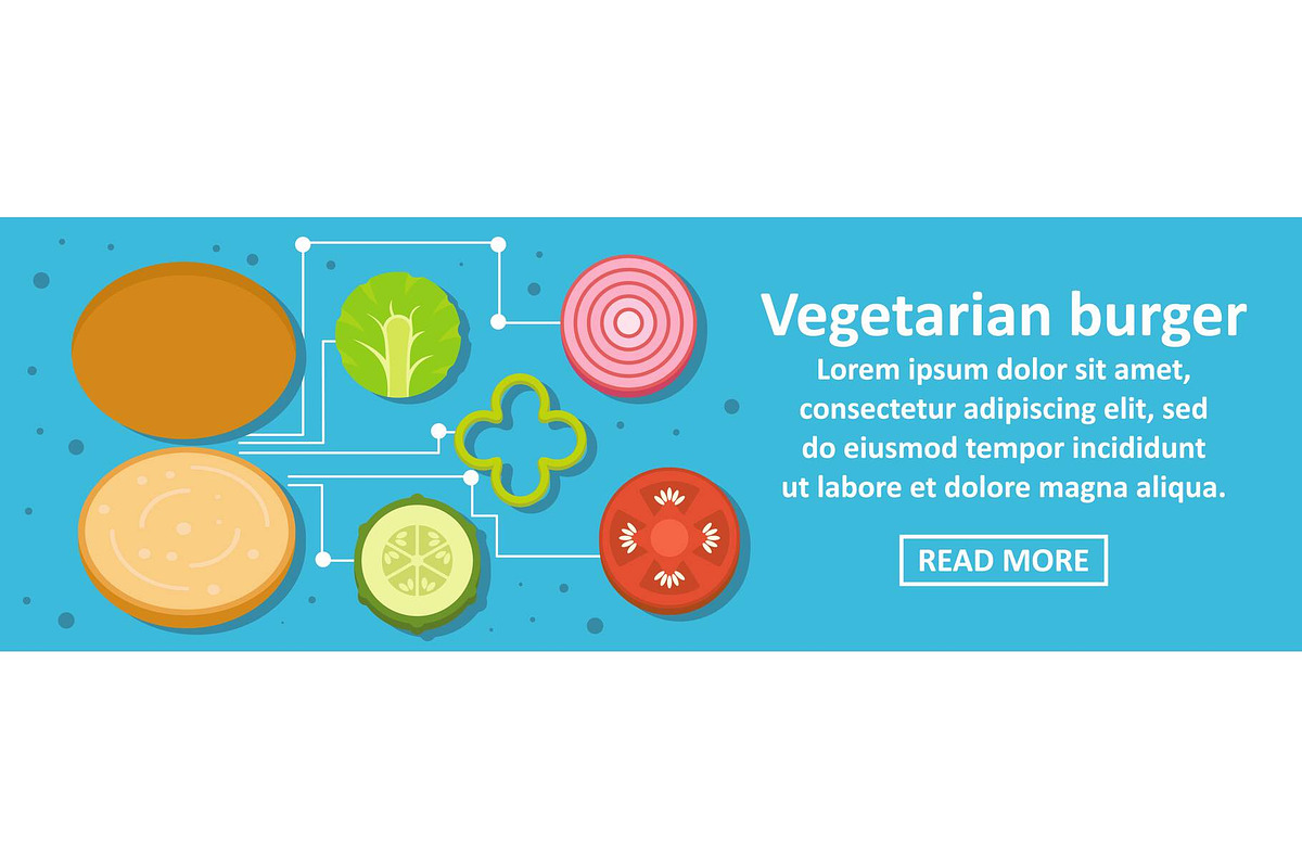 Vegetarian burger banner horizontal in Illustrations - product preview 8