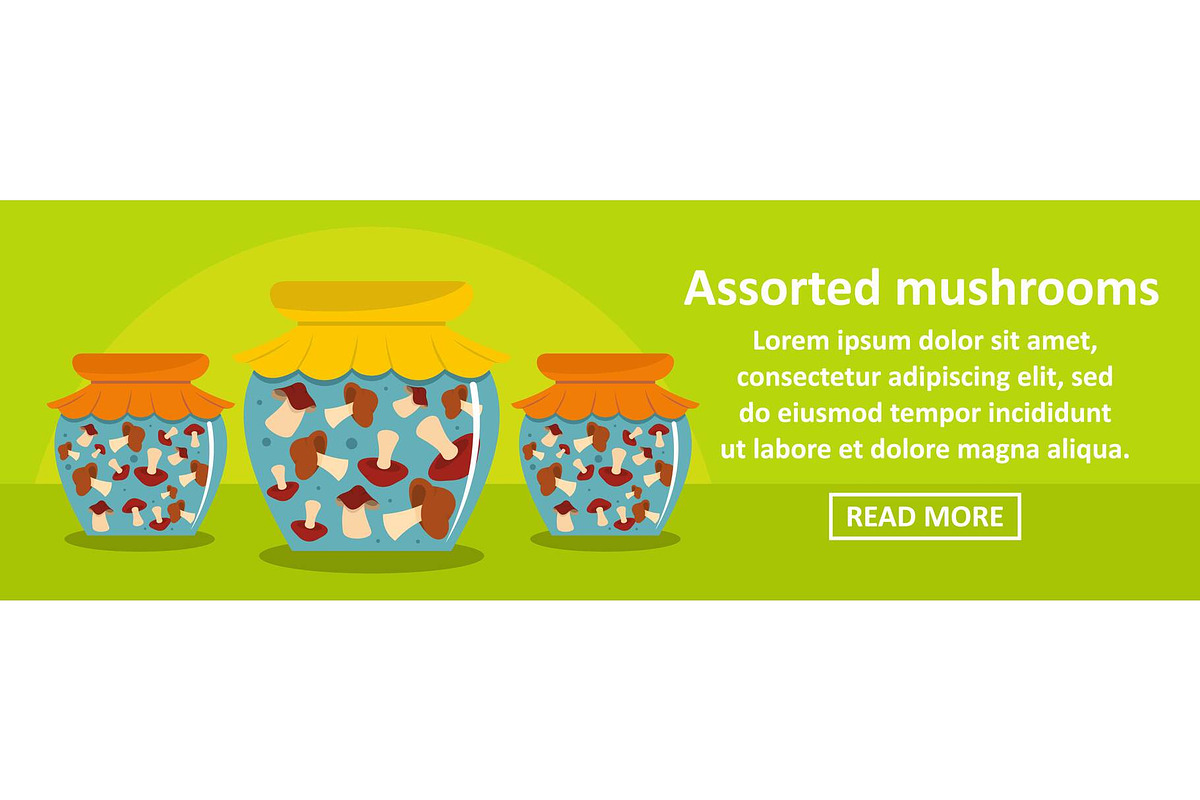 Assorted mushrooms banner horizontal in Illustrations - product preview 8
