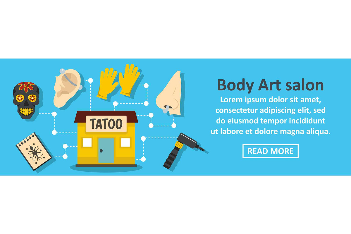 Body art salon banner horizontal in Illustrations - product preview 8