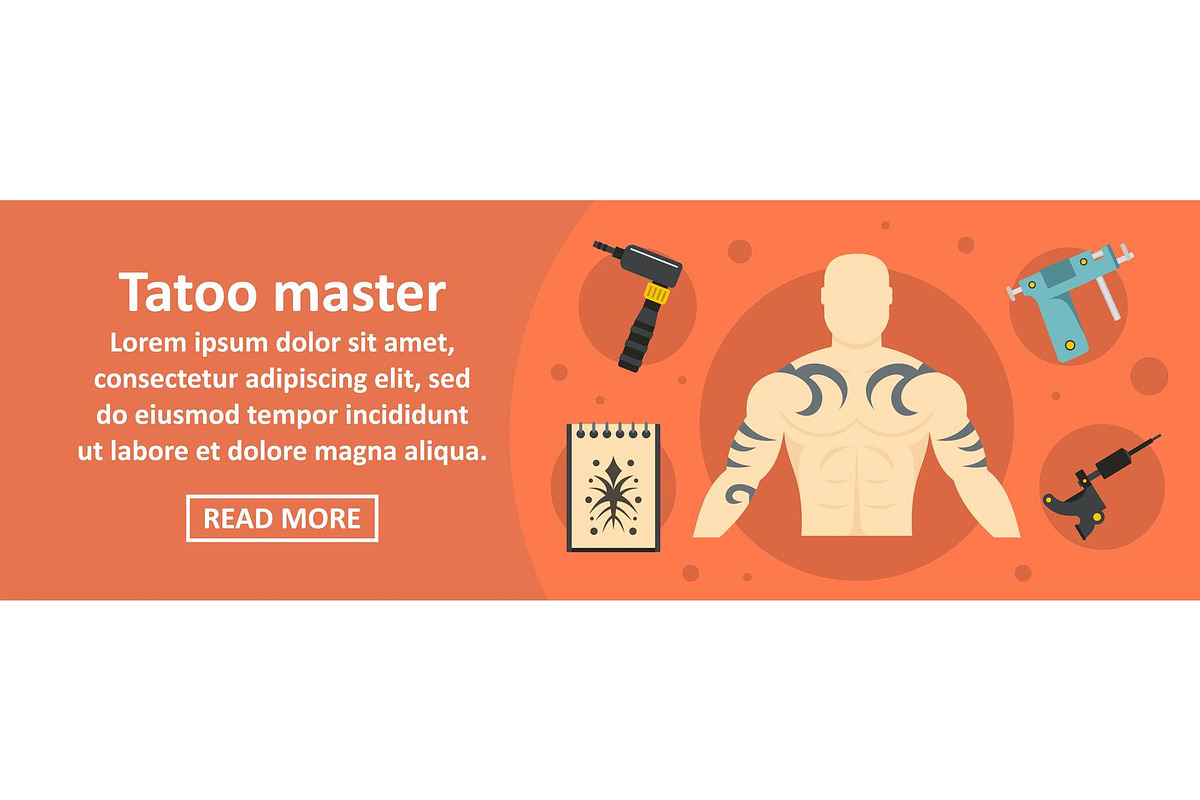 Tattoo master banner horizontal in Illustrations - product preview 8
