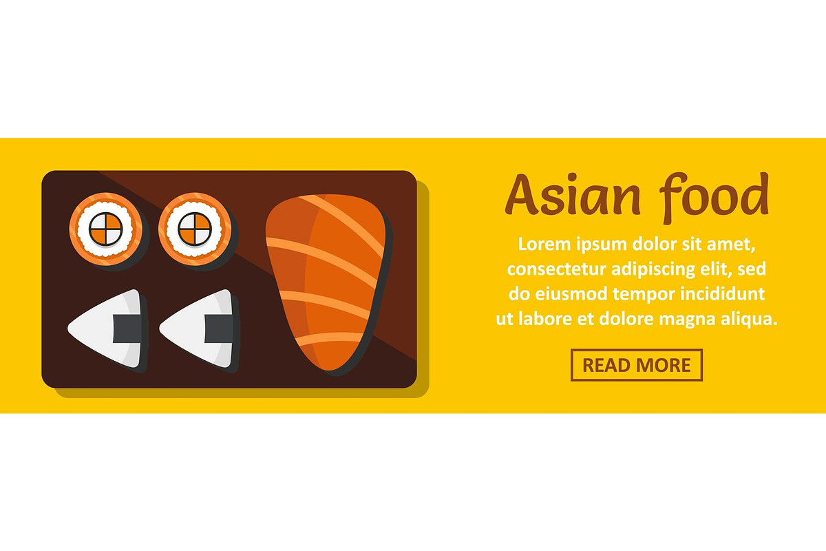 Asian food banner horizontal concept in Illustrations - product preview 8