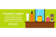 Cosmetics bottles banner horizontal