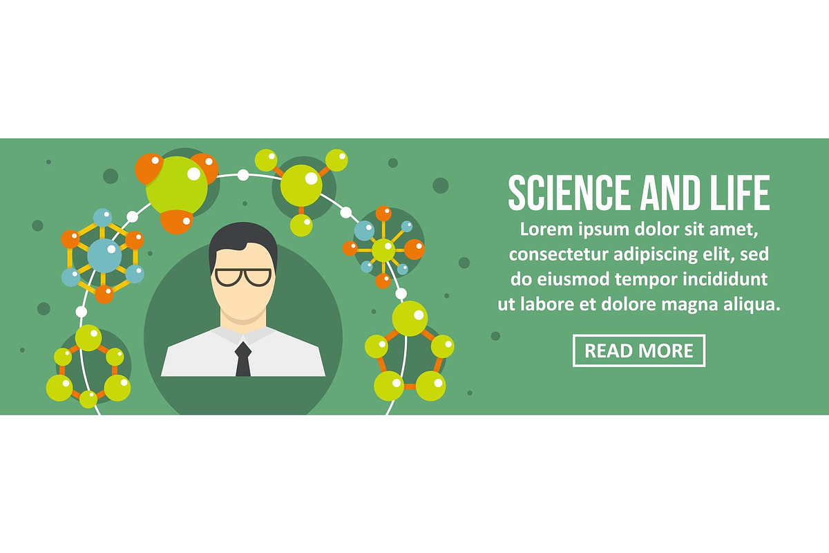 Science and life banner horizontal in Illustrations - product preview 8
