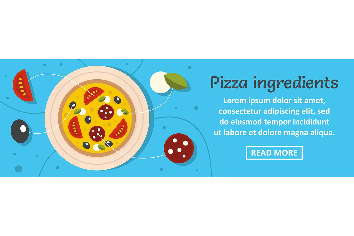 Pizza ingredients banner horizontal in Illustrations - product preview 8