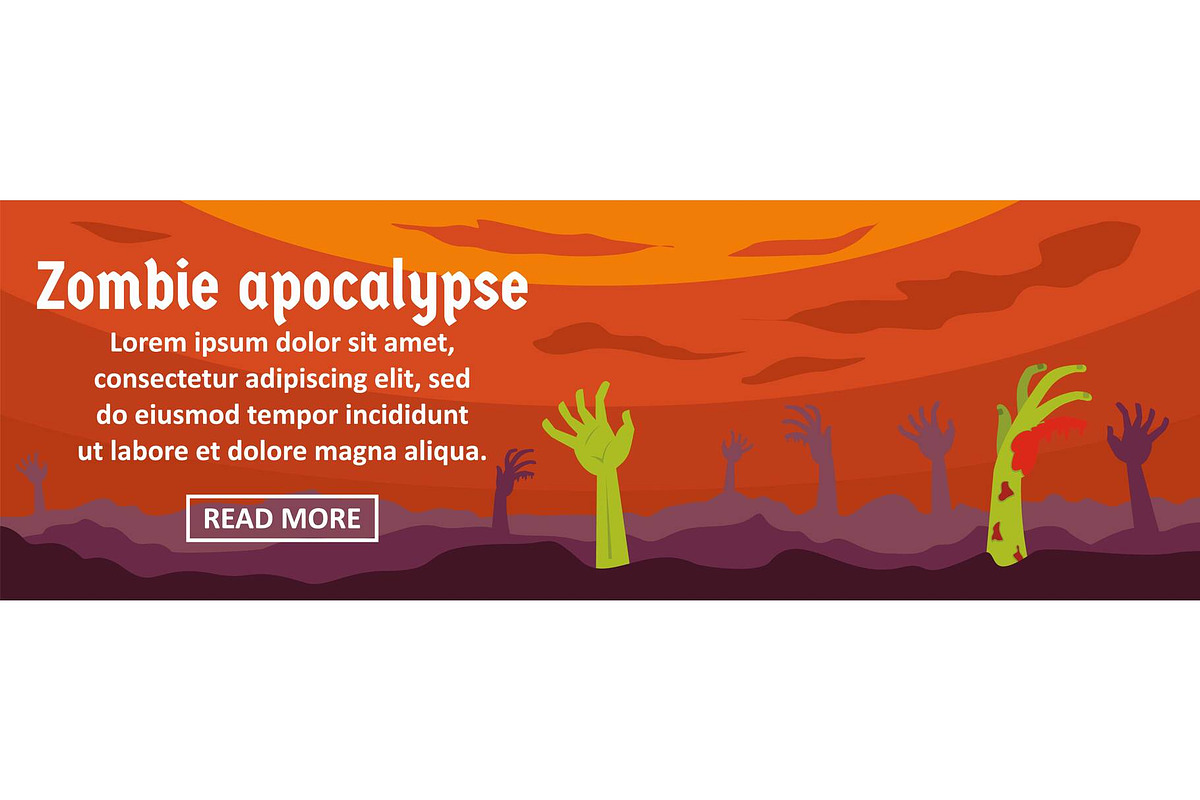 Zombie apocalypse banner horizontal in Illustrations - product preview 8