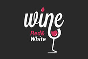 Wine sign logo. Wine glass on black.