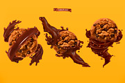 Cookies with chocolate, vector icons