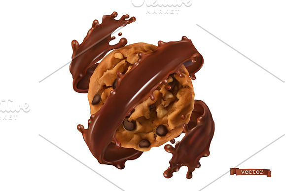 Cookies with chocolate, vector icons in Icons - product preview 3