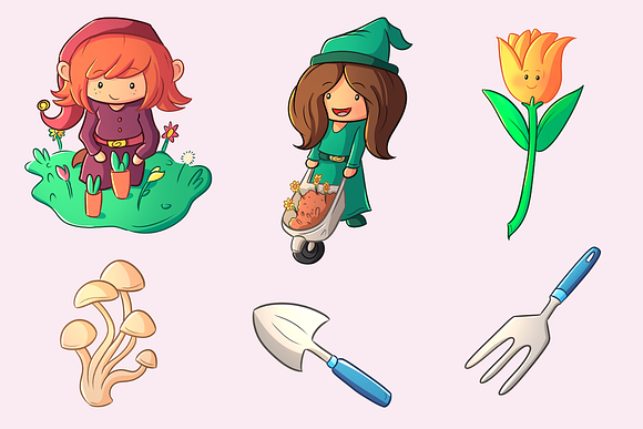 Gnome Girls Clip Art Collection in Illustrations - product preview 2