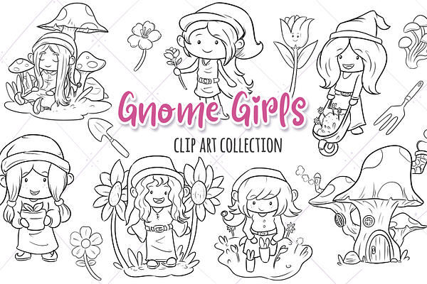 Gnome Girls Digital Stamps
