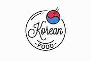 Korean food logo. Round linear logo.