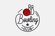 Bowling ball logo. Round linear logo