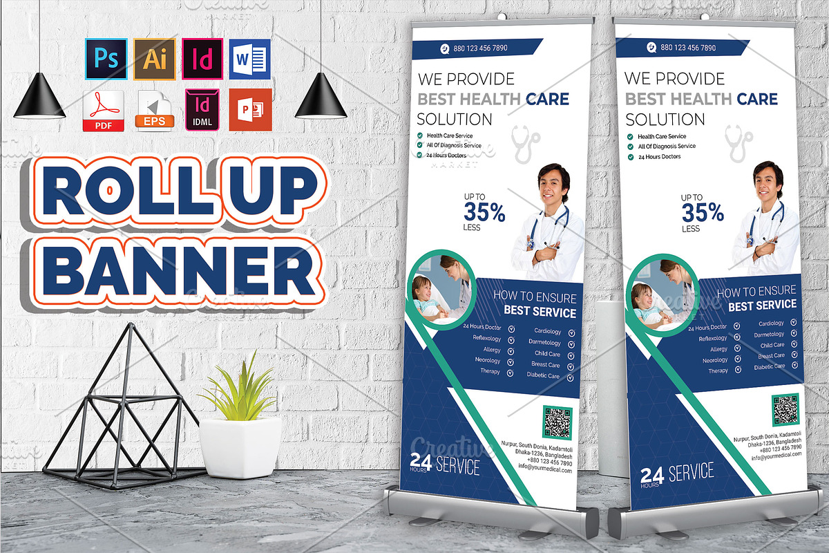 Doctor & Medical Roll Up Banner V-2 in Flyer Templates - product preview 8