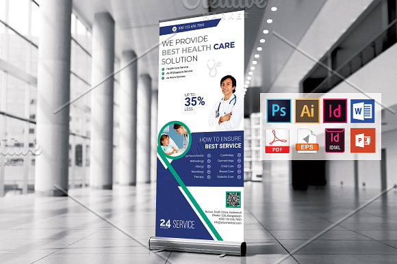 Doctor & Medical Roll Up Banner V-2 in Flyer Templates - product preview 1