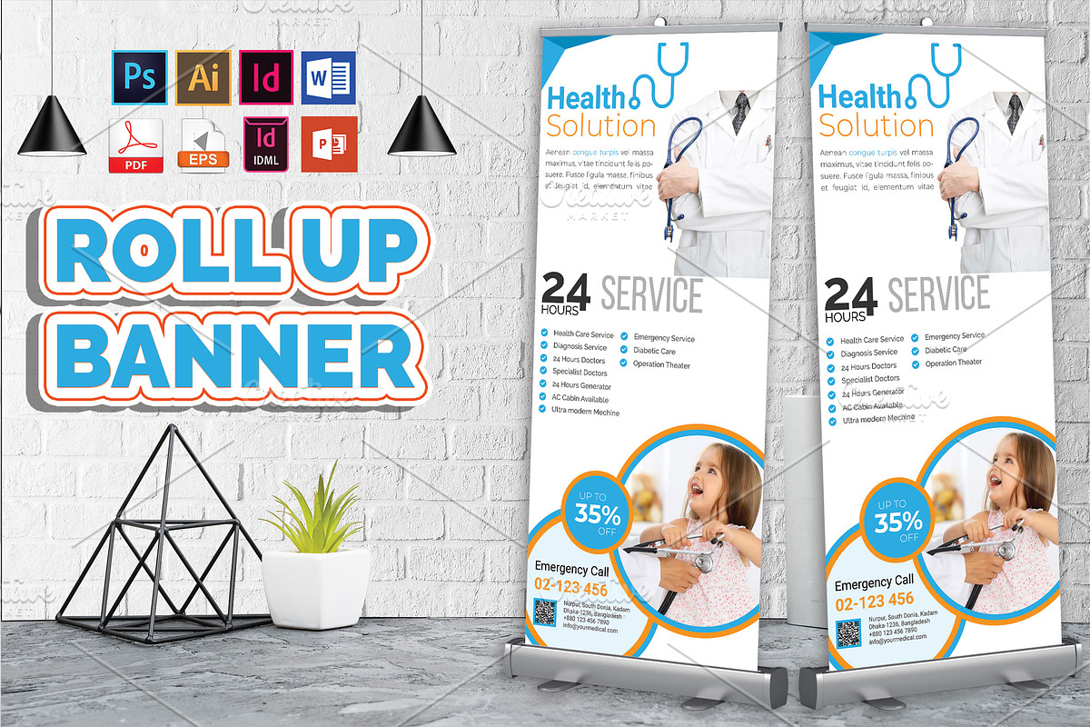Doctor & Medical Roll Up Banner V-3 in Flyer Templates - product preview 8