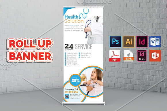 Doctor & Medical Roll Up Banner V-3 in Flyer Templates - product preview 3