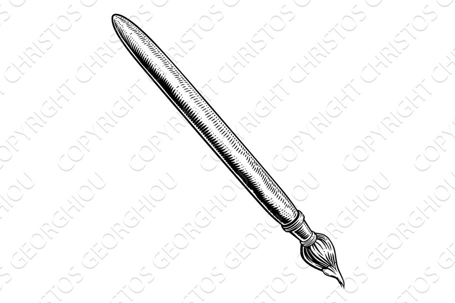Artists Paintbrush Vintage Engraved in Illustrations - product preview 8