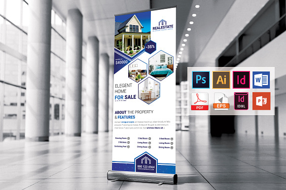 Real Estate Roll Up Banner Vol-01 in Flyer Templates - product preview 1